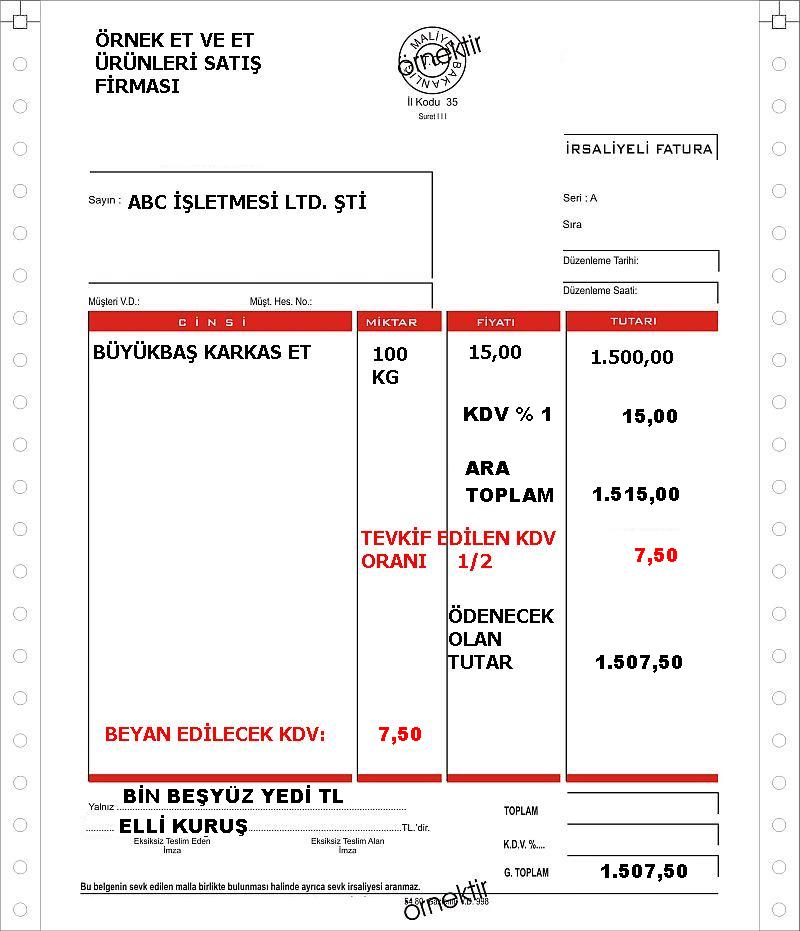 1/2 tevkifatl fatura rnei